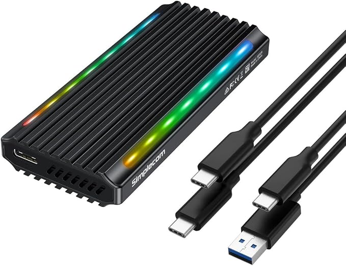 Simplecom SE525 NVMe / SATA M.2 SSD USB-C Enclosure with RGB Light USB 3.2 Gen 2 10Gbps
