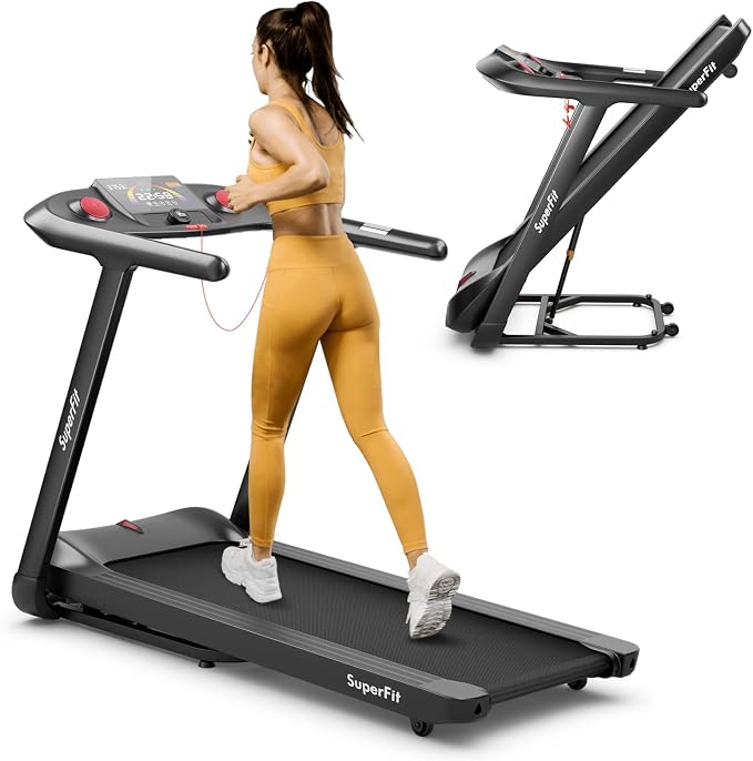 Costway Electric Treadmill Folding 4.75HP Voice Control 20 Preset Programs Auto Incline