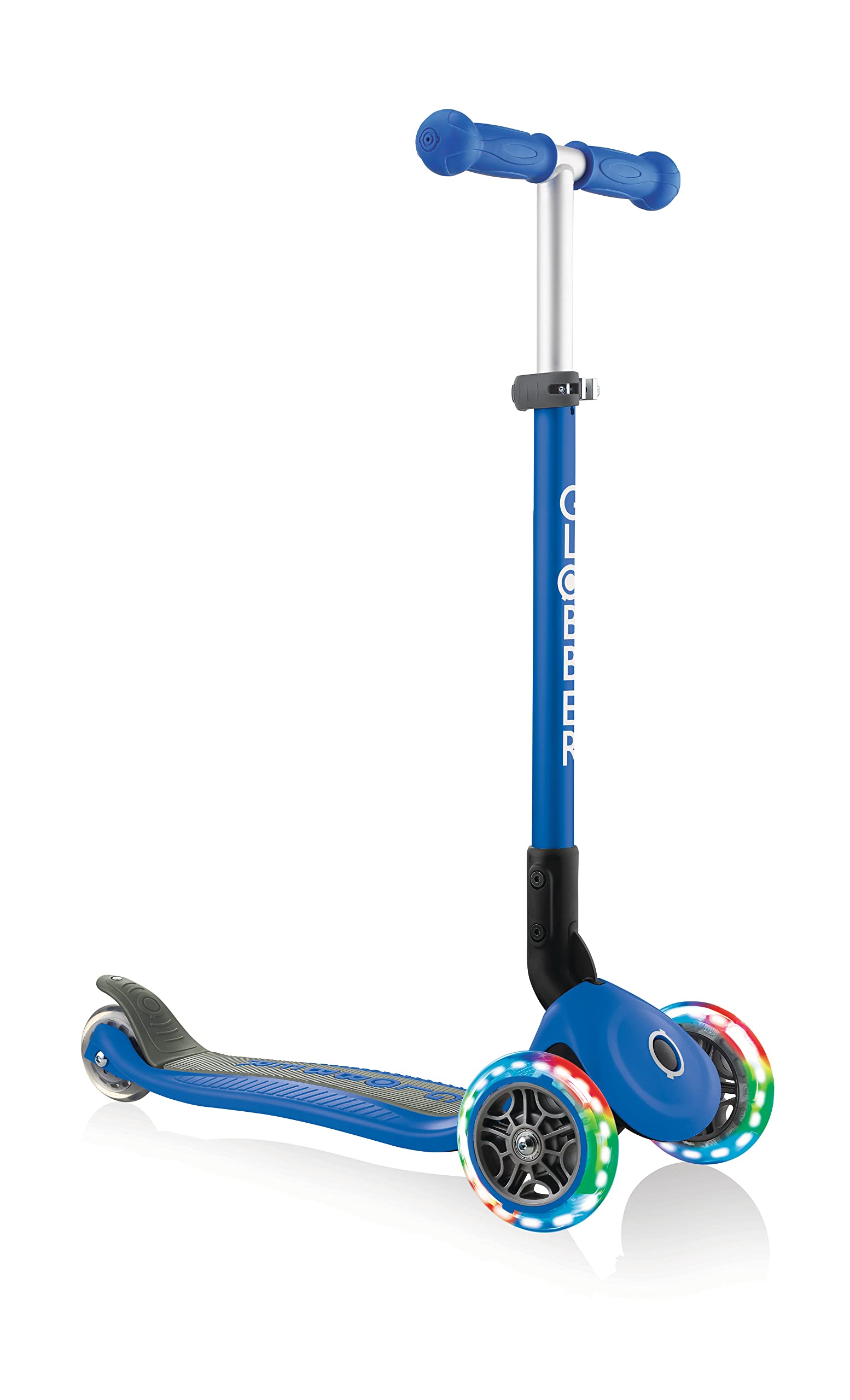 Globber Primo Foldable Lights Scooter - Navy Blue