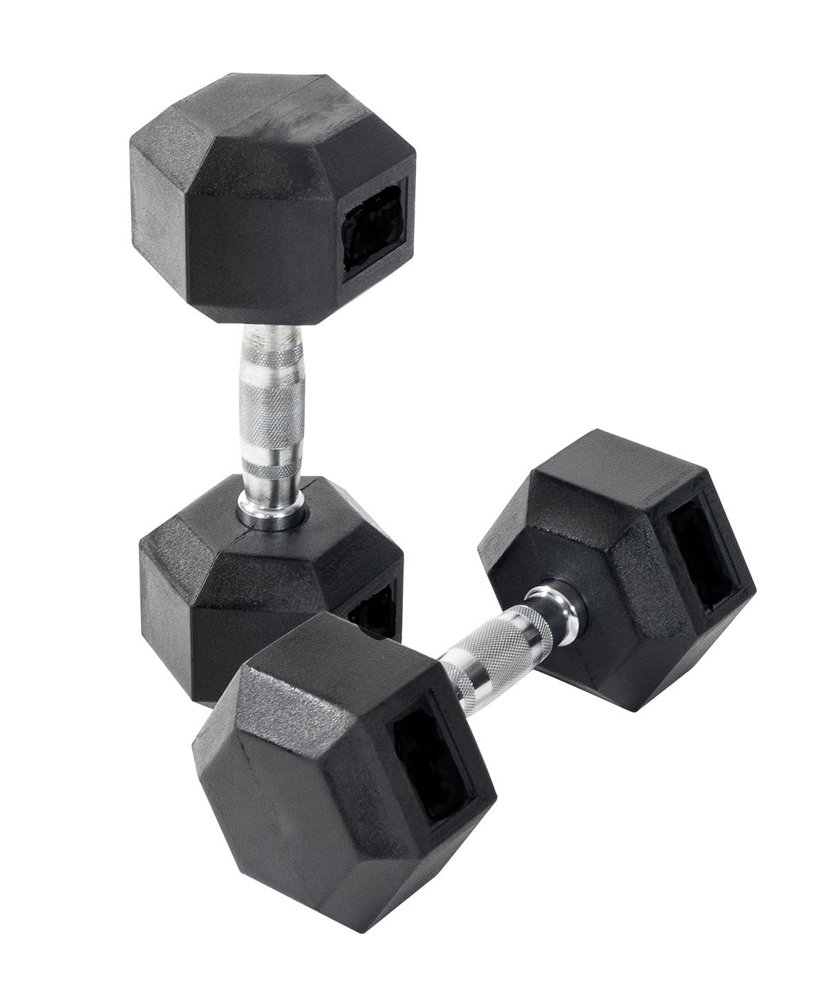 Orbit Rubber Hex Dumbbells Size 7kg in Black/Chrome