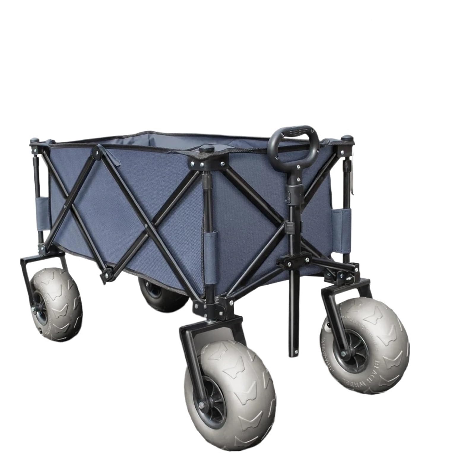 RANGLAND Beach Trolley Wagon with Big Wheels for Sand - All Terrain Steel Frame Utility Cart with 9" Pneumatic Tires, Collapsible Folding Design