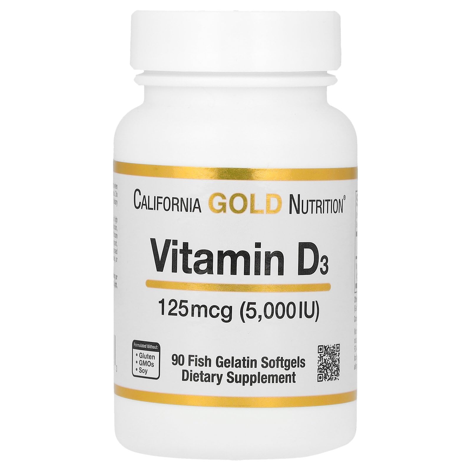 California Gold Nutrition, Vitamin D3, 125 mcg (5,000 IU), 360 Fish Gelatin Softgels