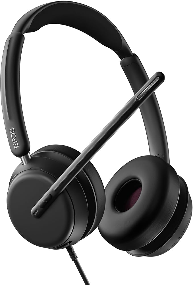 EPOS Impact 860 Double-Sided Wired Headset with Microphone, USB-C Wired Headphones for PC, High-Performance Noise-Cancelling Mic