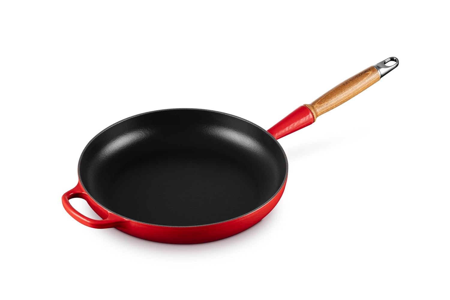 Le Creuset Signature Cast Iron Frying Pan 24cm Cerise Red with Wooden Handle