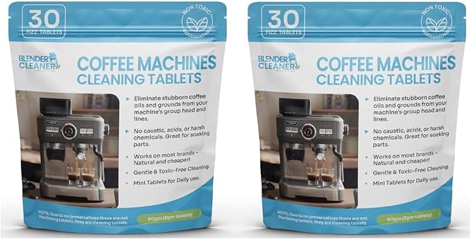Mega Pack | 30 Coffee Cleaning Tablets, Compatible with All Major Coffee Machines Including Breville – Natural Barista-Grade Coffee Residue Cleaner