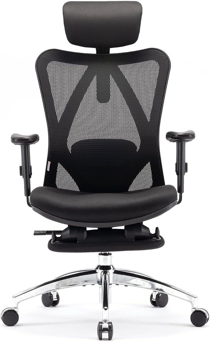 Sihoo Office Chair Ergonomic Desk Office Chair with Footrest, Breathable Mesh Design High Back Computer Chair, Adjustable Headrest and Lumbar
