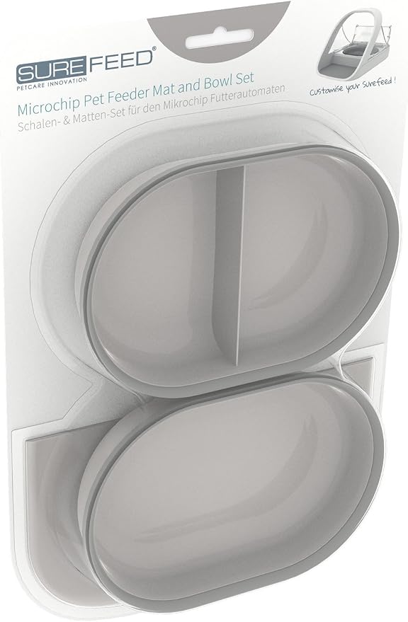 Surefeed Microchip Pet Feeder Mat and Bowl Set, Grey