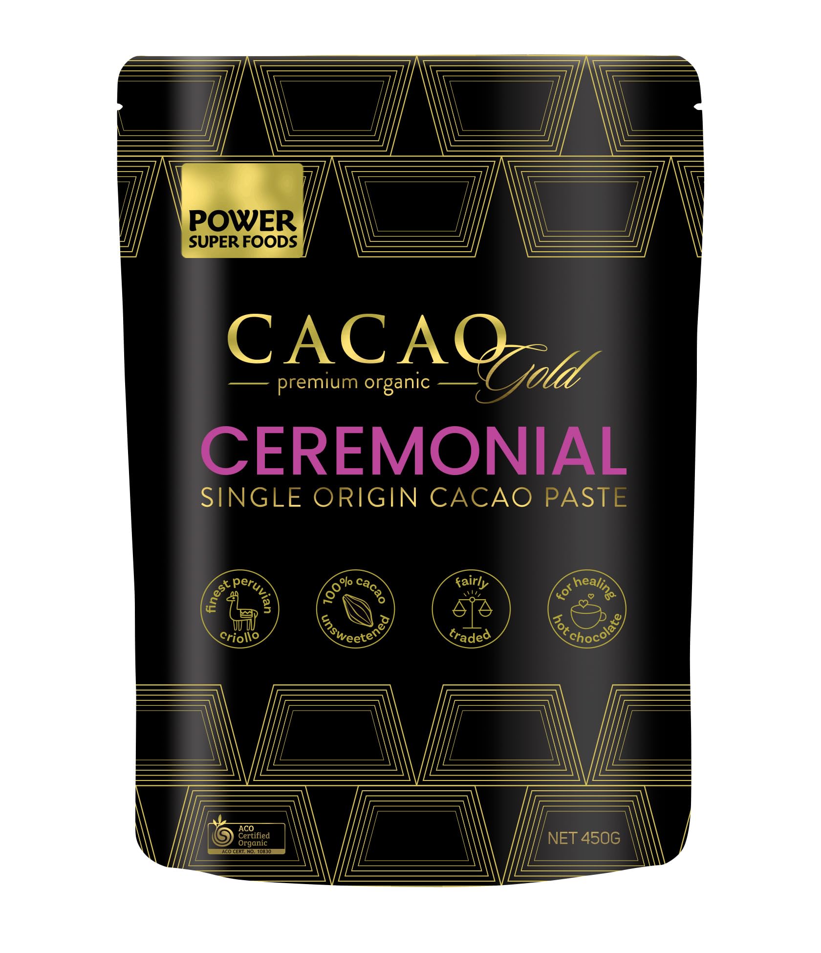 Power Super Foods Cacao Gold Paste Ceremonial- Chunks 450g