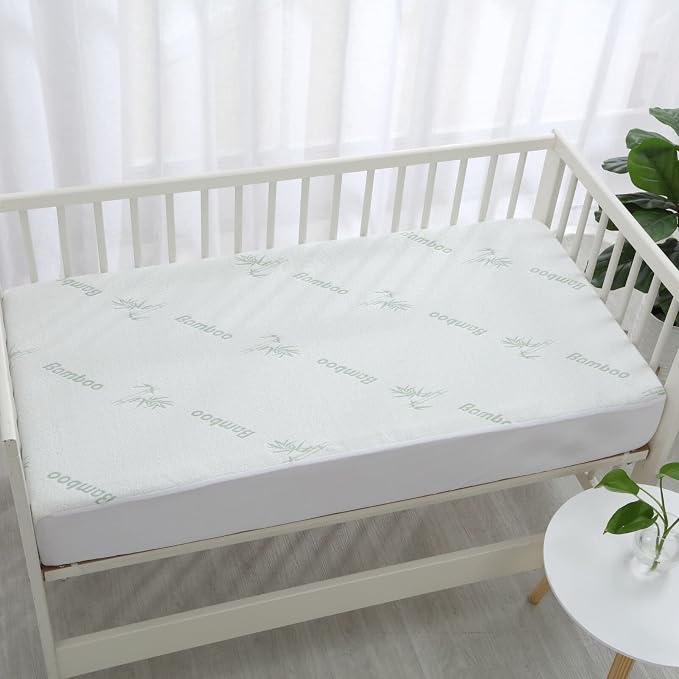 Dreamaker Baby Bamboo Knitted Cot Waterproof Mattress Protector