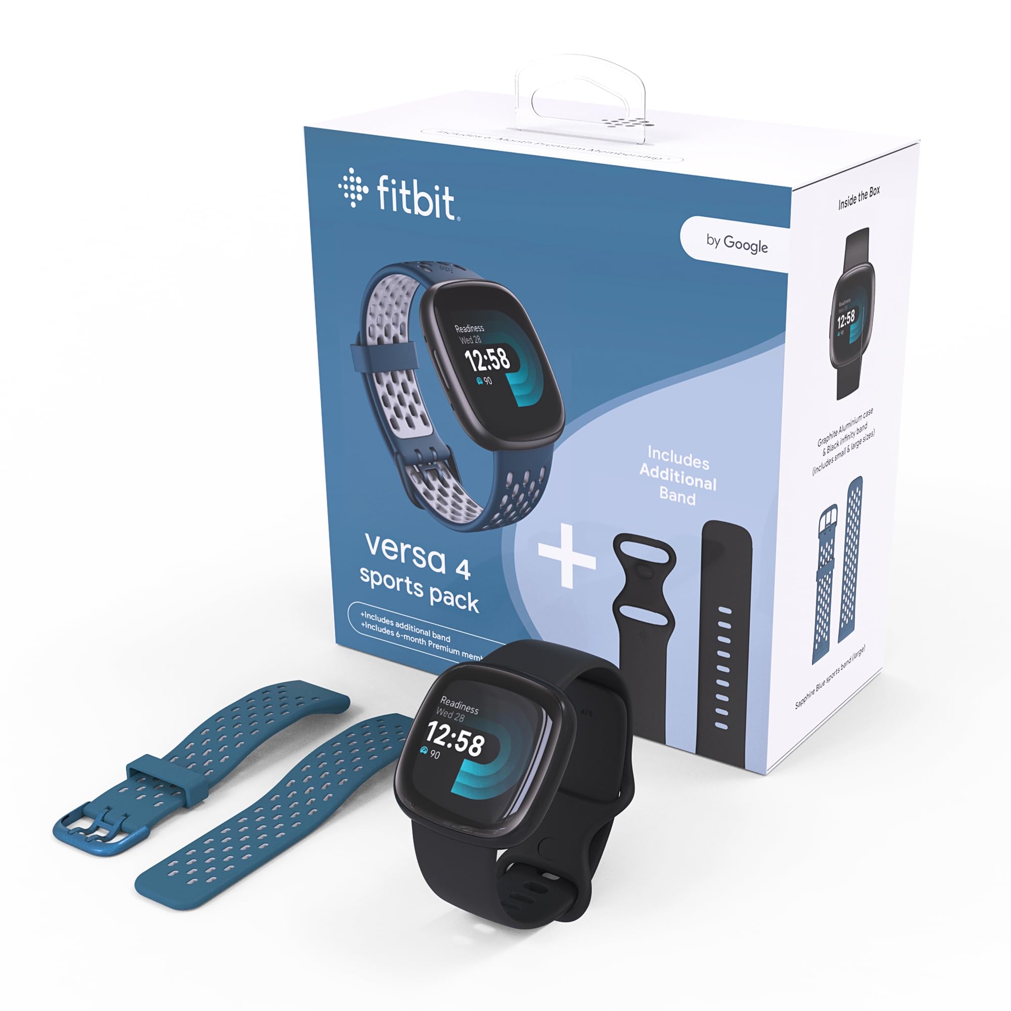 Fitbit Versa 4 Smart Watch Sports Pack with Additional