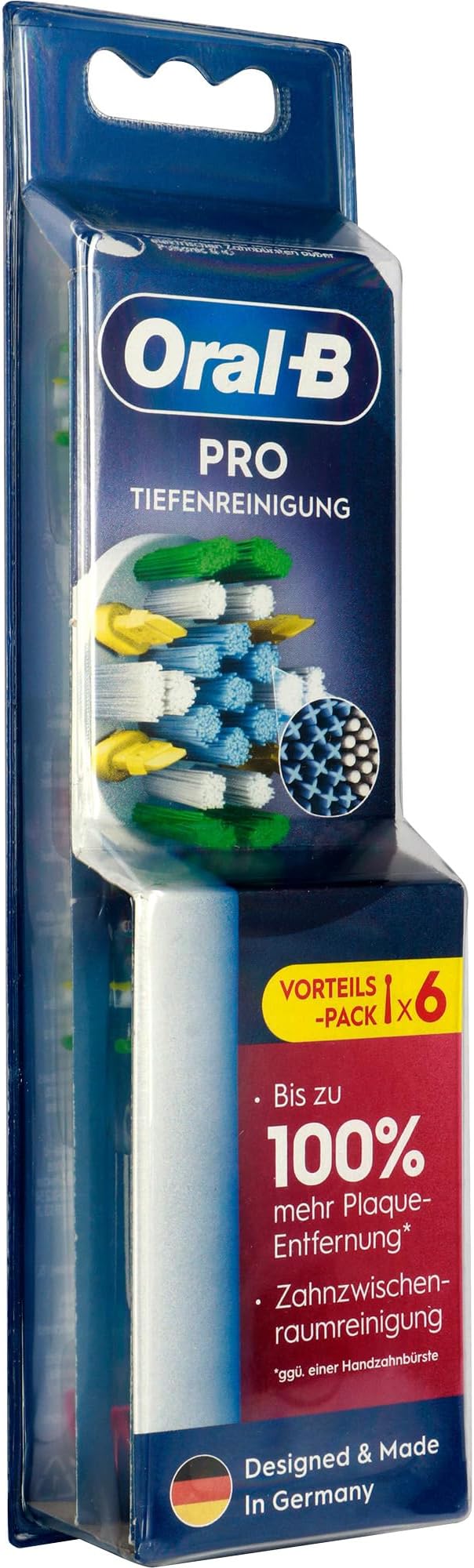 Oral-B Pro Deep Cleaning Toothbrush Heads for Electric Toothbrush, Pack of 6, Deep Teeth Cleaning with Innovative X-shaped Bristles, Original Oral-B 