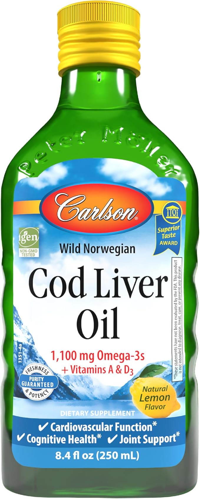 Carlson, Wild Norwegian, Cod Liver Oil, Natural Lemon , 16.9 fl oz (500 ml)