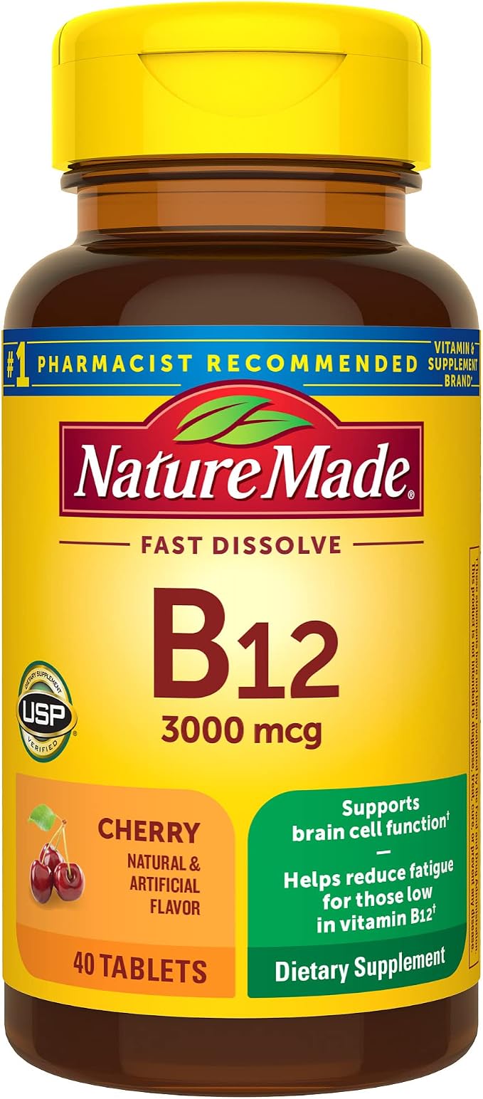 Nature Made Vitamin B-12 Sublingual Cherry, 3000 mcg, Lozenges - 40 count