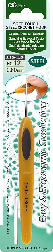 Clover 0.60 mm Steel Soft Touch Crochet Hook