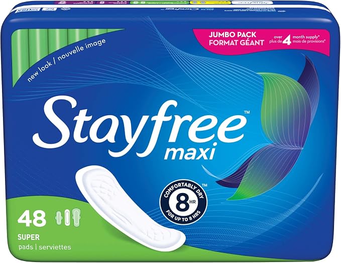 Stayfree Maxi Pads Super, 66 Count