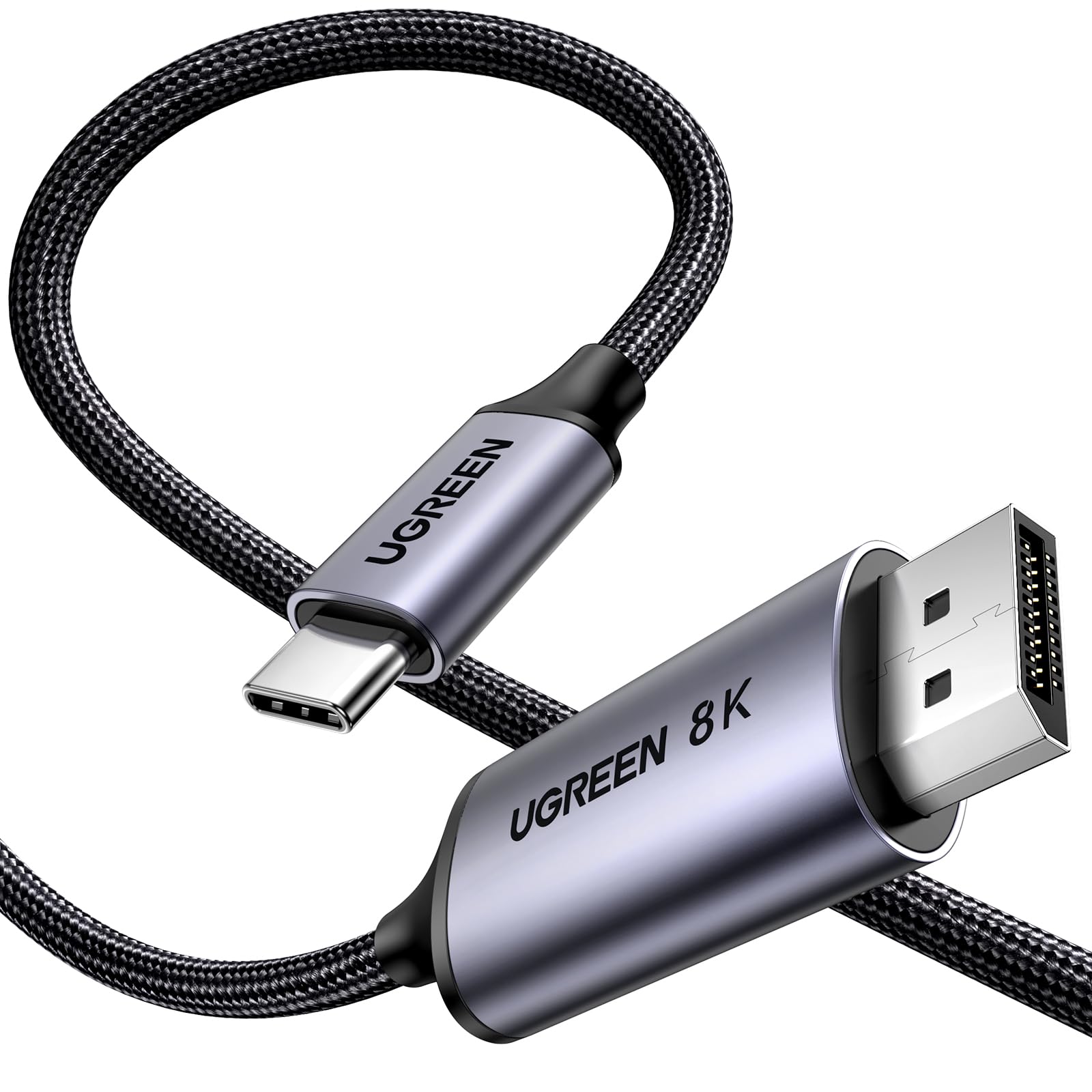 UGREEN USB C to DisplayPort 1.4 Cable 2m Bidirectional 8K@60Hz 4K@240Hz DisplayPort to USB C Thunderbolt 4 Cord Alu Braided Compatible iPhone 15 Pro