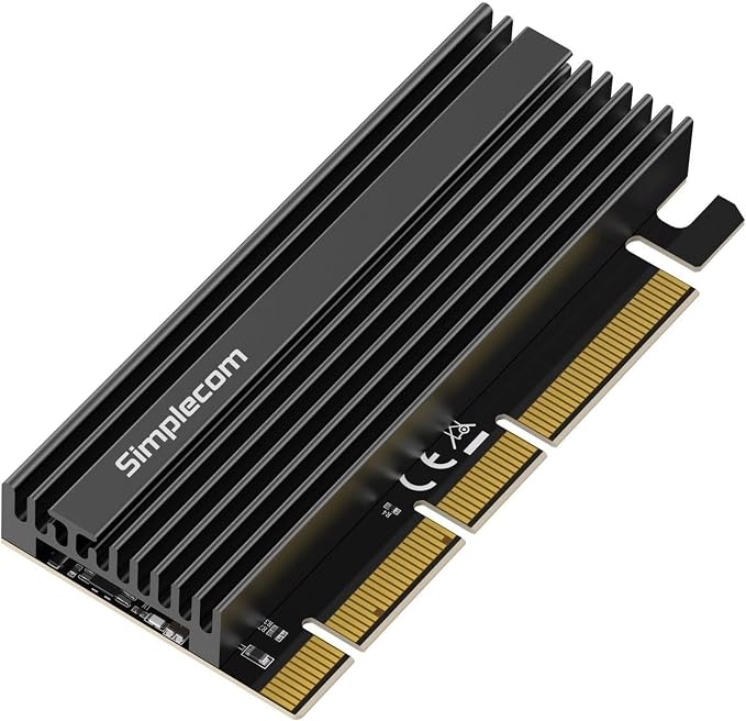 Simplecom EC415B NVMe M.2 SSD to PCIe X4 X8 X16 Expansion Card With Aluminium Heat Sink Black