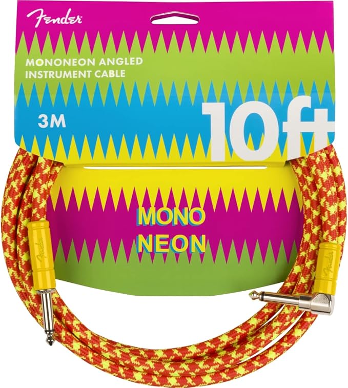 Fender MonoNeon 10ft Instrument Cable Straight/Angle Orange