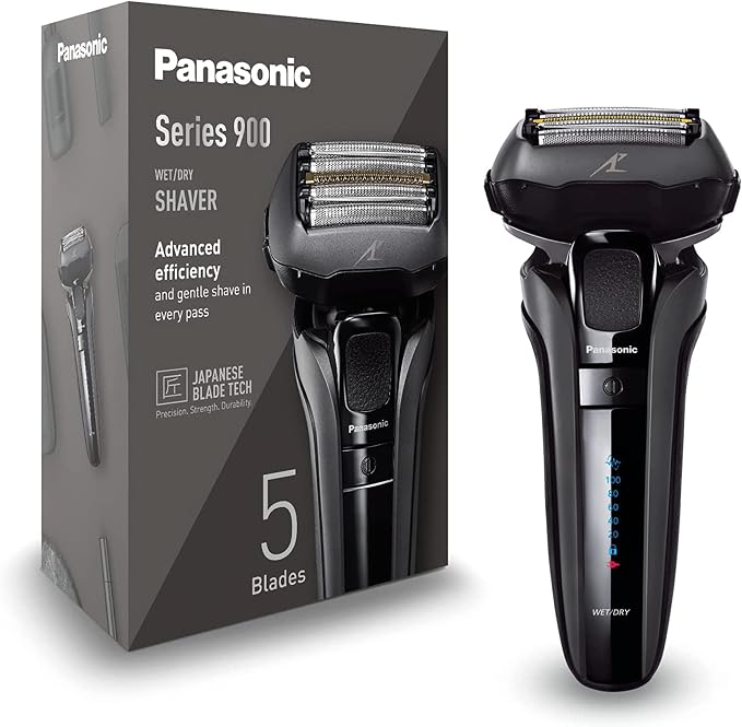 Panasonic ES-LV6U Wet & Dry 5-Blade Electric Shaver for Men - Precise Clean Shaving, Black - UK 2 Pin Plug