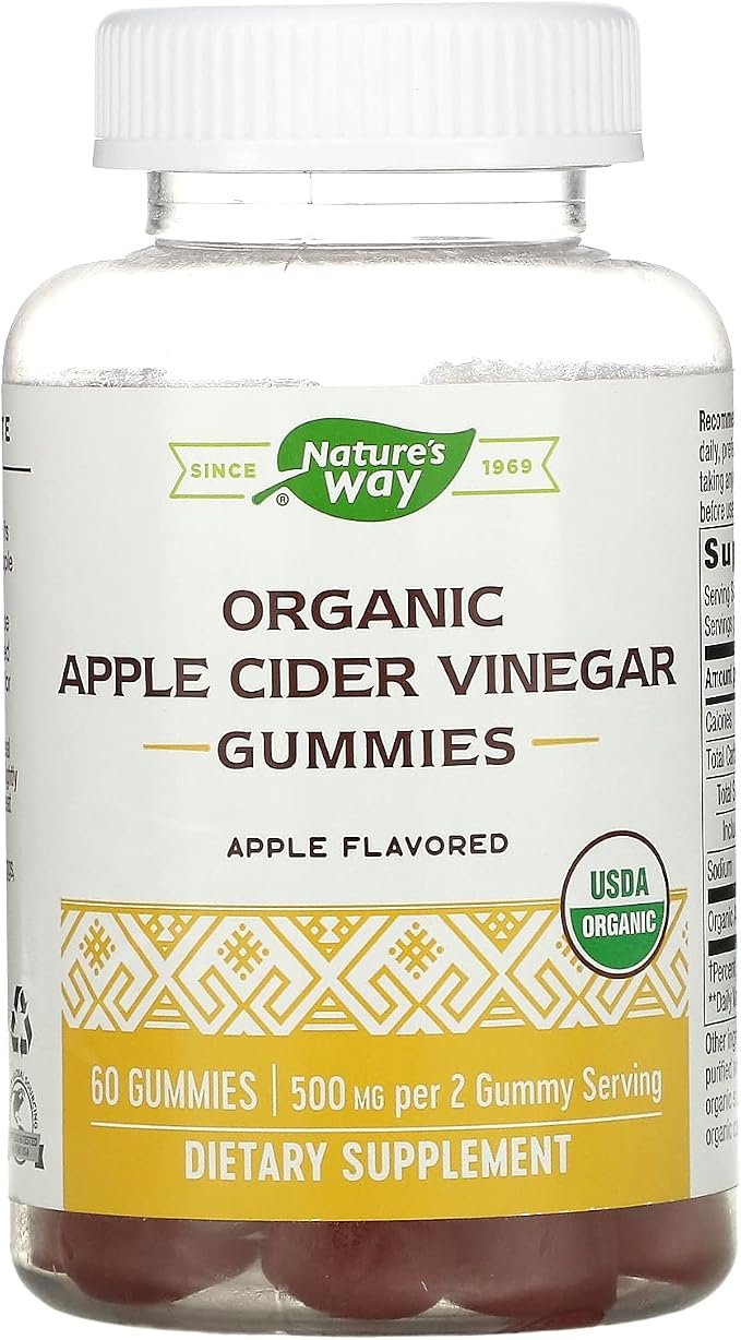 Nature's Way Organic Apple Cider Vinegar Gummies Apple 250 MG 60 Gummies