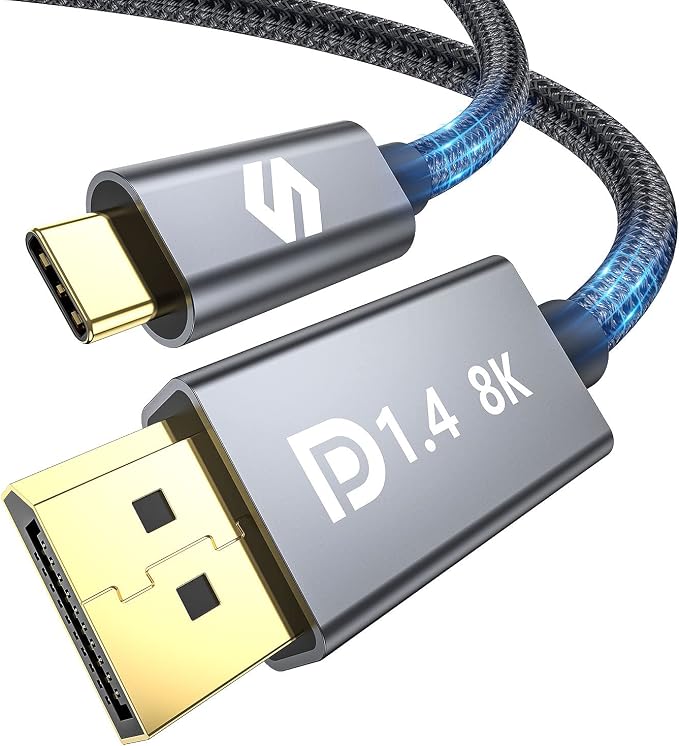 Silkland Usb C To DisplayPort 1.4 Cable 2m Thunderbolt 4/3 To Display Port [8K@60Hz, 4K@144Hz, 2K@240Hz] 5K 32.4 Gbps Type C To DP 1.4 Cable