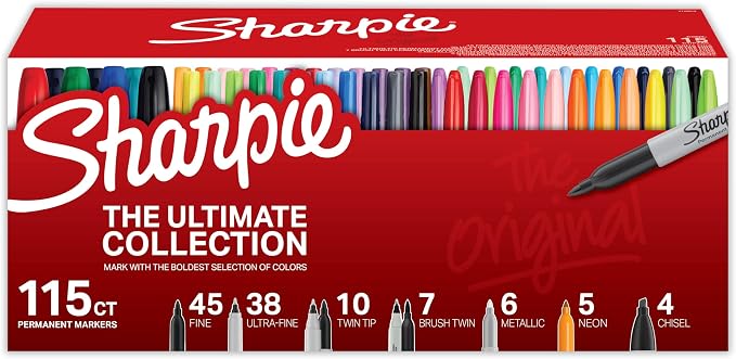 Sharpie Ultimate Pack Markers 115/Pkg Ultimate, Assorted Colors & Tips
