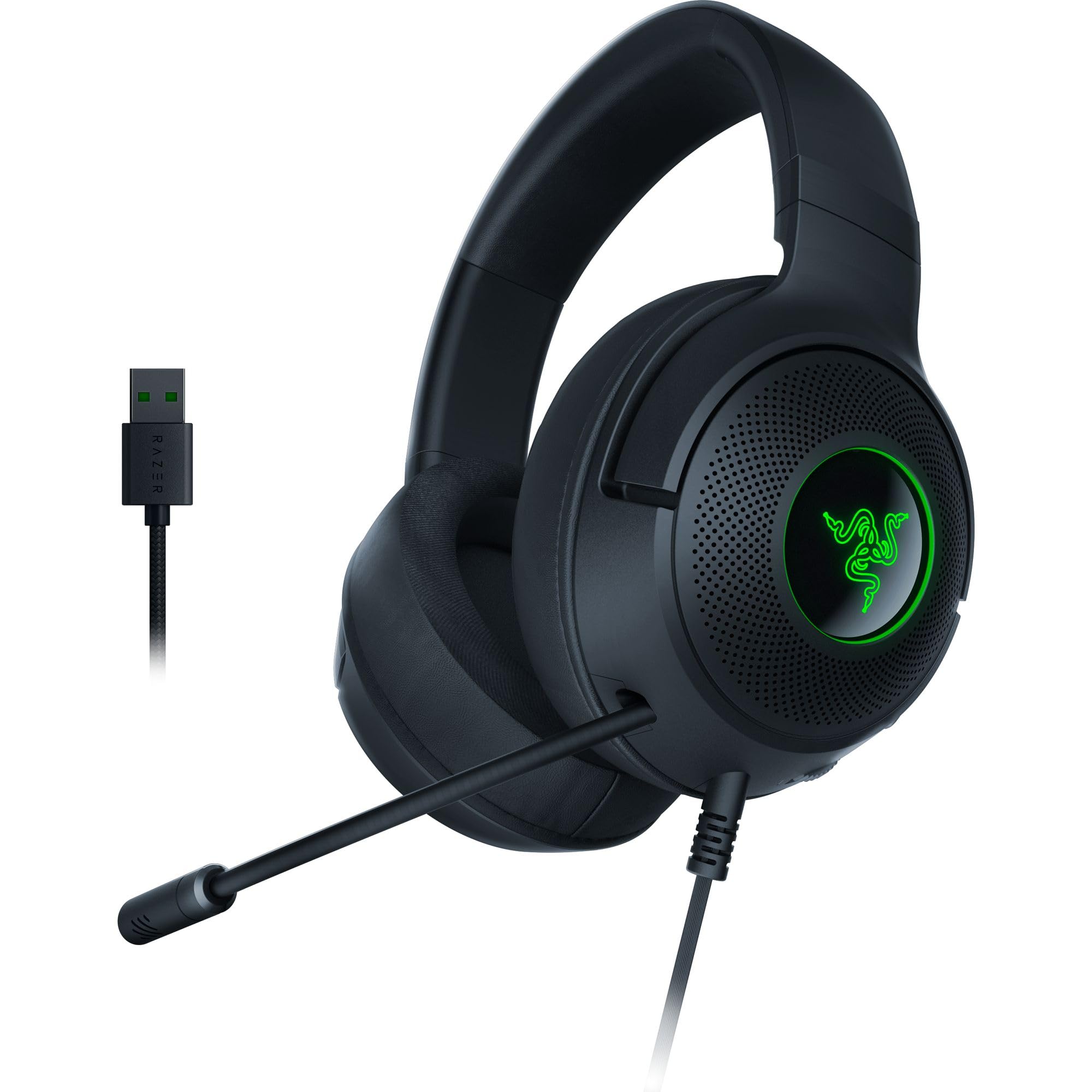 Razer Kraken V3 x Wired Usb Gaming Headset: Lightweight Build - Triforce 40mm Drivers - HyperClear Cardioid Mic - 7.1 Surround Sound - Chroma RGB