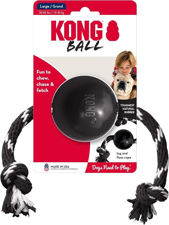 Kong Extreme Ball With Rope Large Dog Toy