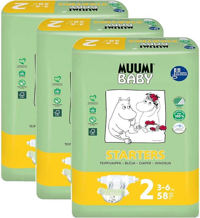 Muumi Nappies Size 2 Mini 3 - 6kg (3 x 58) 174's - AfterPay & zipPay Available