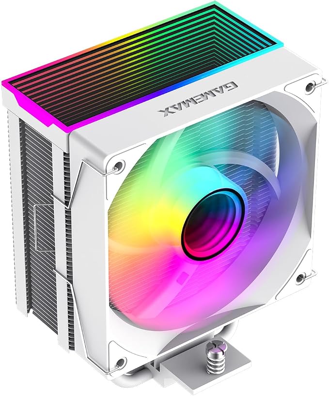 Gamemax Sigma 550 Infinity WH Tower CPU Air Cooler Painted Black Five Thermal Tubes ARGB Lighting Effects - Water Cooling