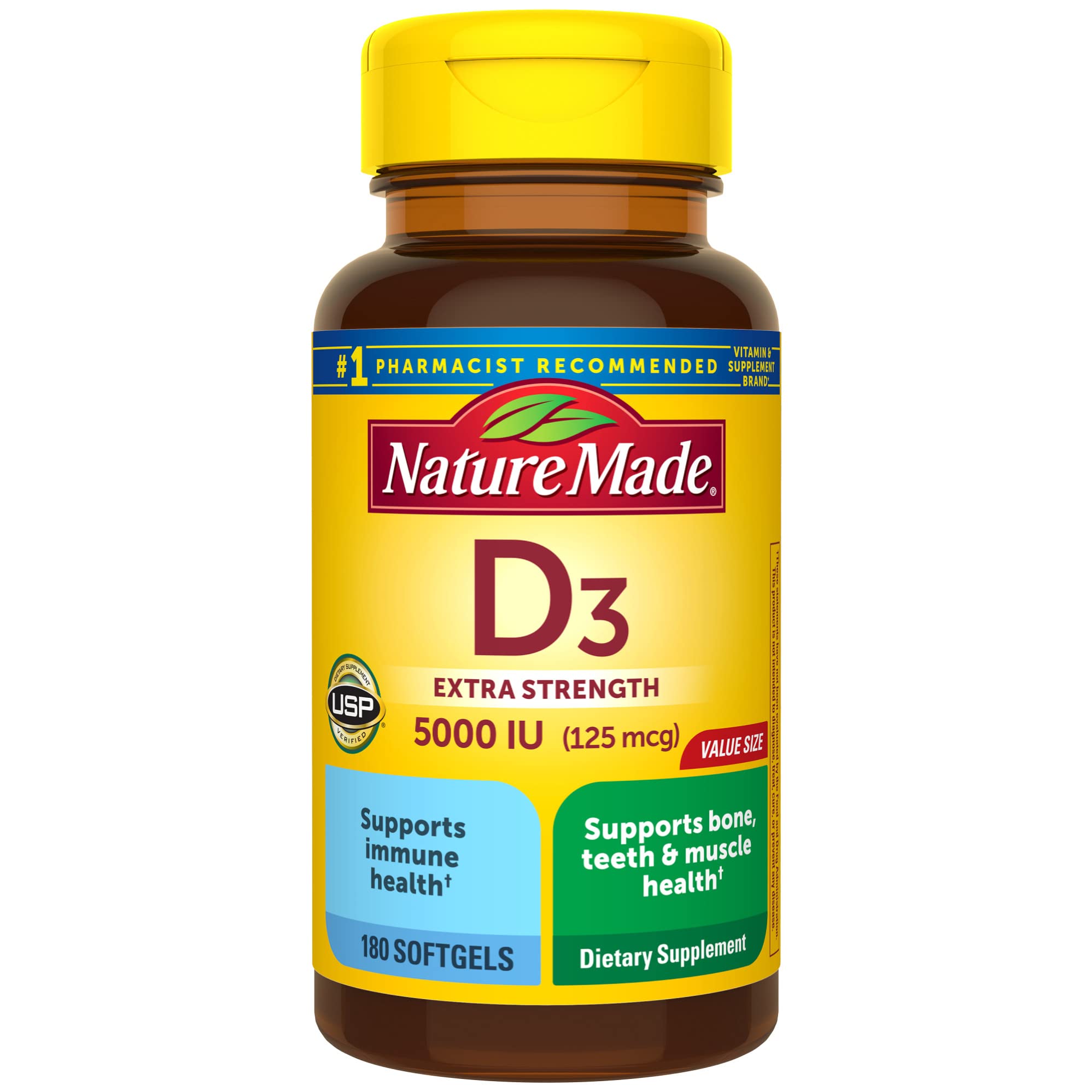 Vitamin D3 Extra Strength Bone Health 5000 IU 125mcg 360 Softgels Nature Made