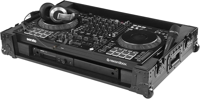 Odyssey Pioneer DDJ-FLX10 1U Flight Case Black Label with Corner Wheels