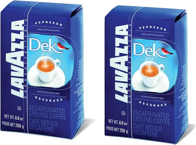 Lavazza Dek Ground Coffee Blend, Decaffeinated Dark Espresso Roast, 8.