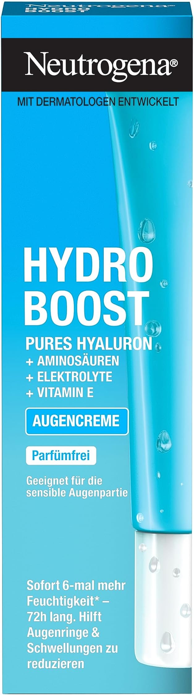 Neutrogena Hydro Boost Eye Cream Gel with Glycerin & Hyaluron, Fragrance-Free, 2 x 15 ml
