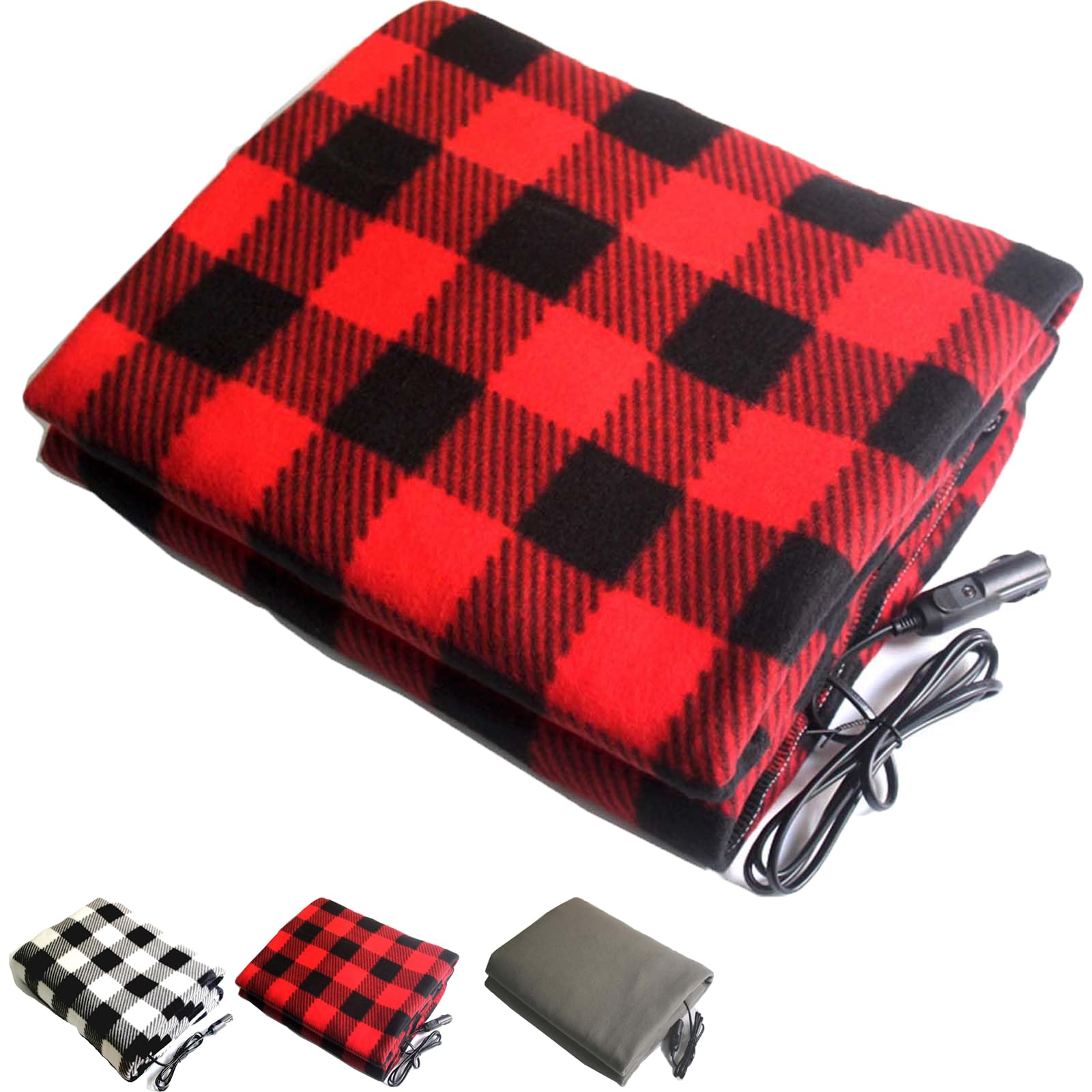 Electric 12V Travel Portable Heated Blanket Car Truck Fleece Throw