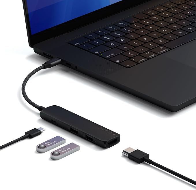 Satechi 4-in-1 USB-C Slim Multiport Adapter (Black)