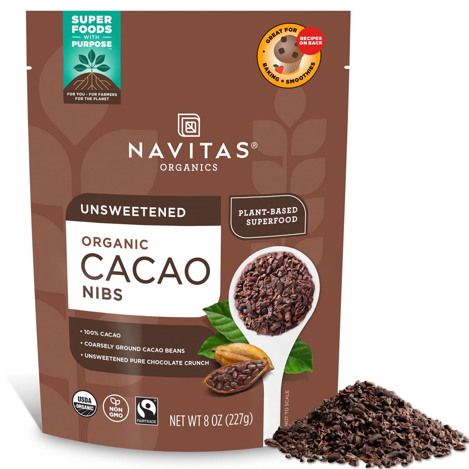 Navitas Naturals Cacao Raw Chocolate Nibs - 8 oz bag