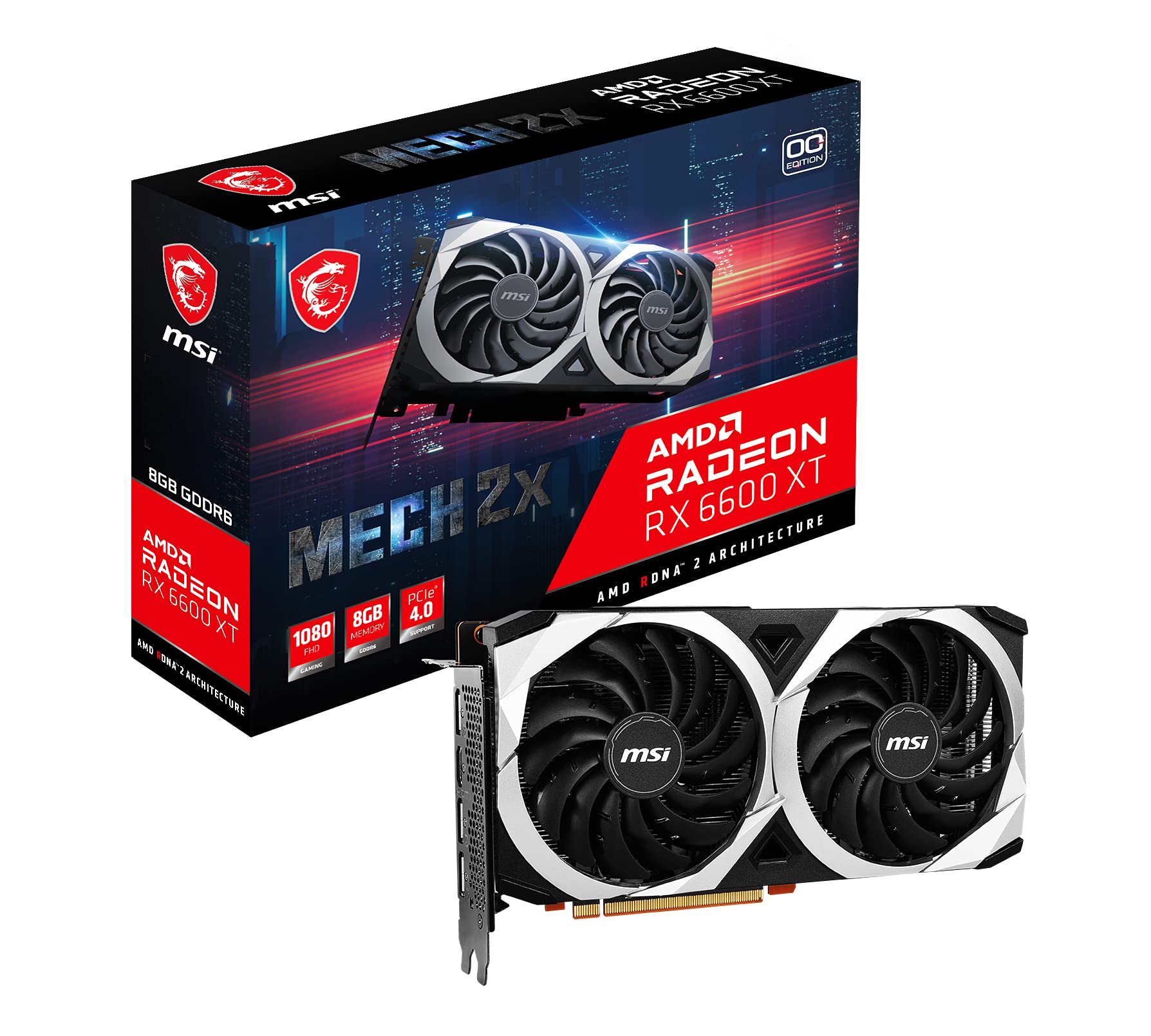 MSI RX 6600 XT Mech 2x 8G OC Graphics Card AMD Radeon RX 6600 XT 8 GB GDDR6