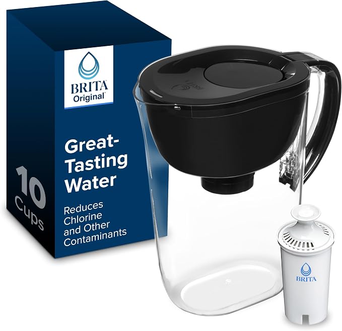 Brita Large Water Filter Pitcher for Tap and Drinking Water with SmartLight Filter Change Indicator + 1 Standard Filter, Lasts 2 Months, 10-Cup 