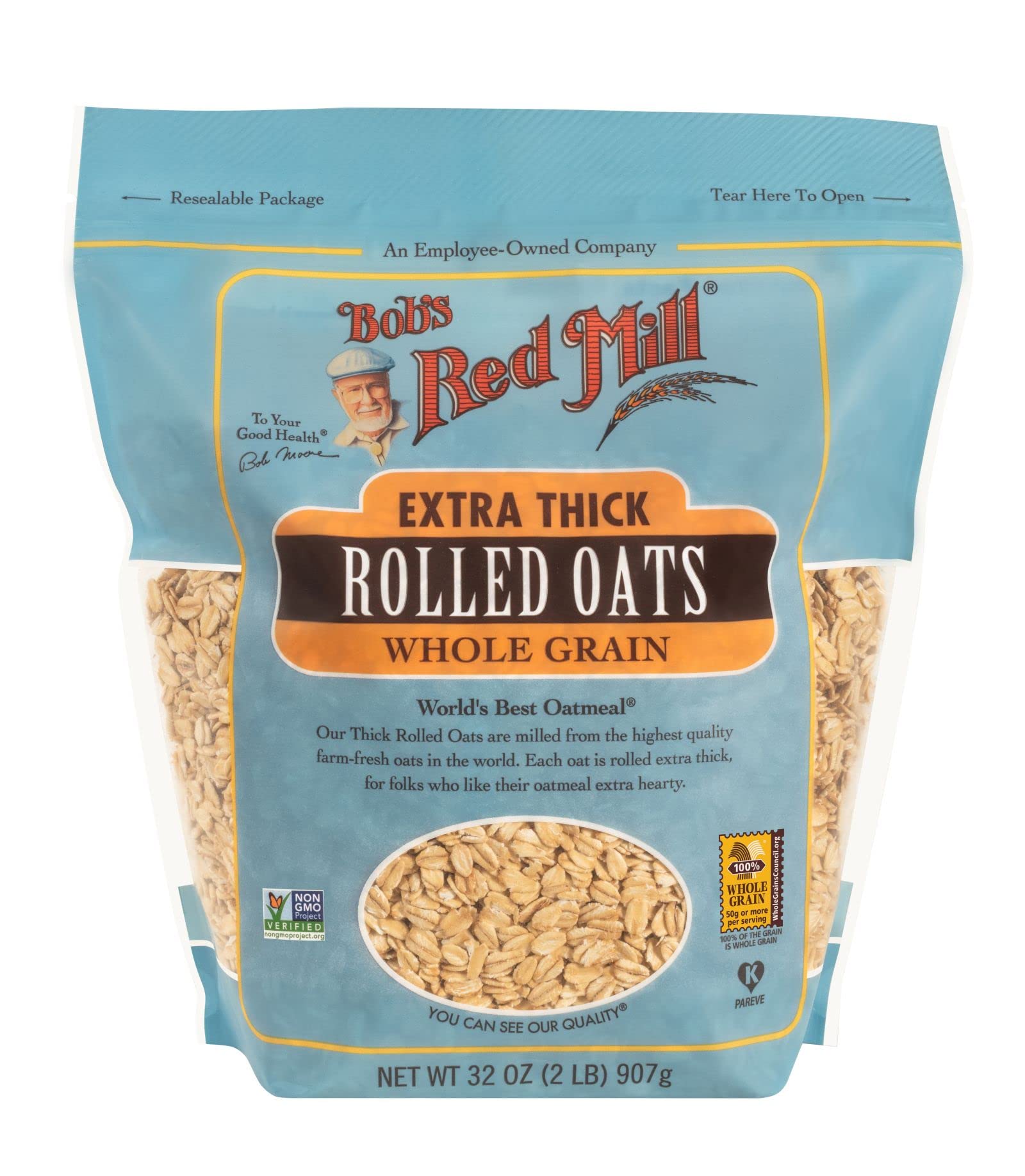 Bob's Red Mill Rolled Oats, Whole Grain, Extra Thick - 32 oz