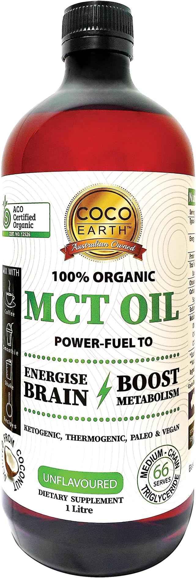 Organic Coconut MCT Oil 1 Liter by Coco Earth