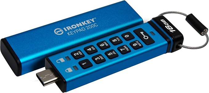 Kingston IronKey Keypad 200C Hardware-Encrypted 32GB USB-C Flash Drive