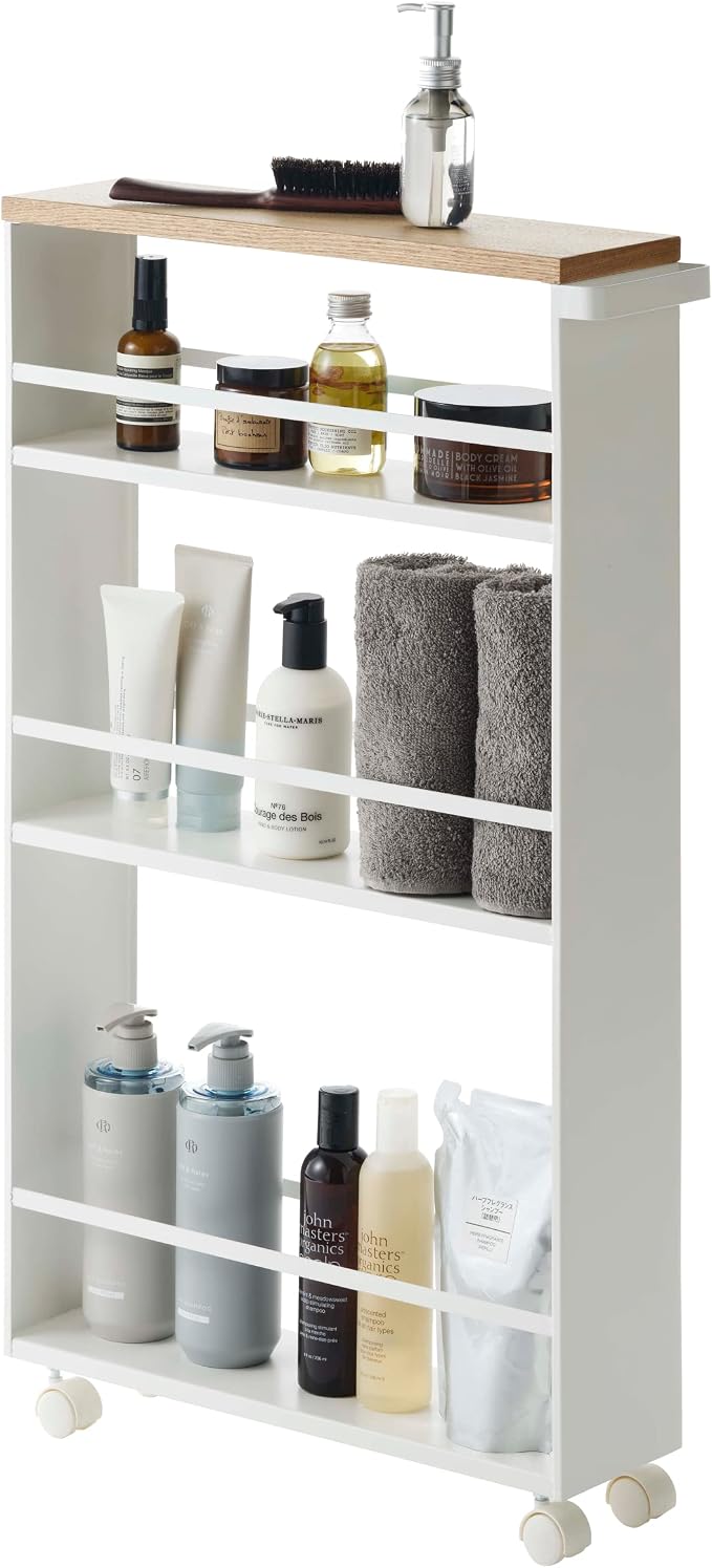 Yamazaki Tower Rolling Storage Cart White