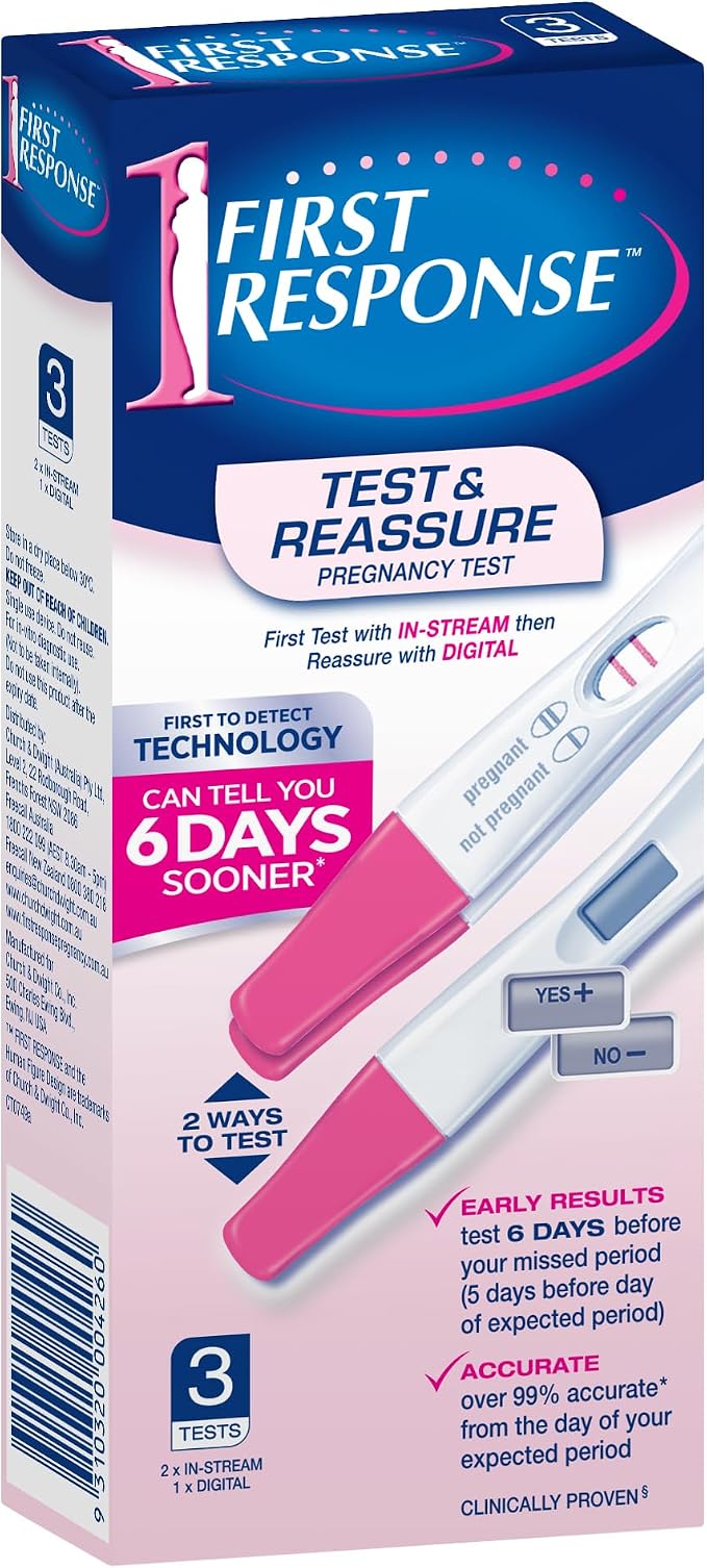 First Response Test &amp; Reassure 3 Pregnancy Tests