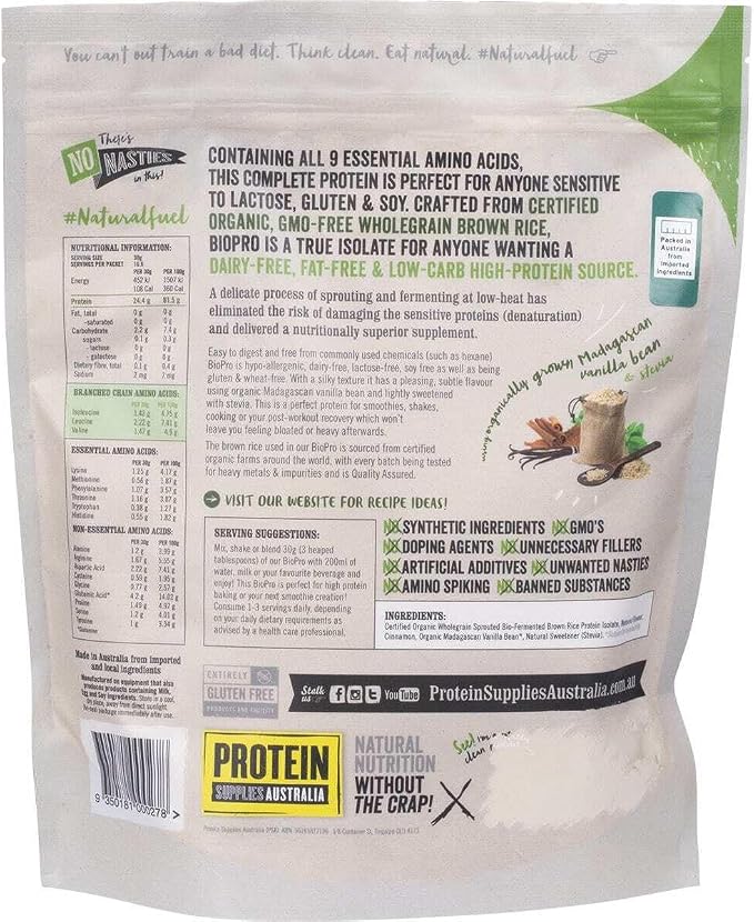 Protein Supplies Australia Biopro (Sprouted Brown Rice) Vanilla & Cinnamon 500g