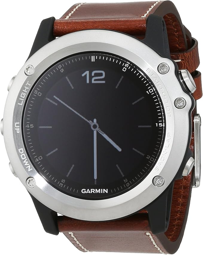 Garmin Fenix 3 GPS Watch (Sapphire Silver/Leather Band)