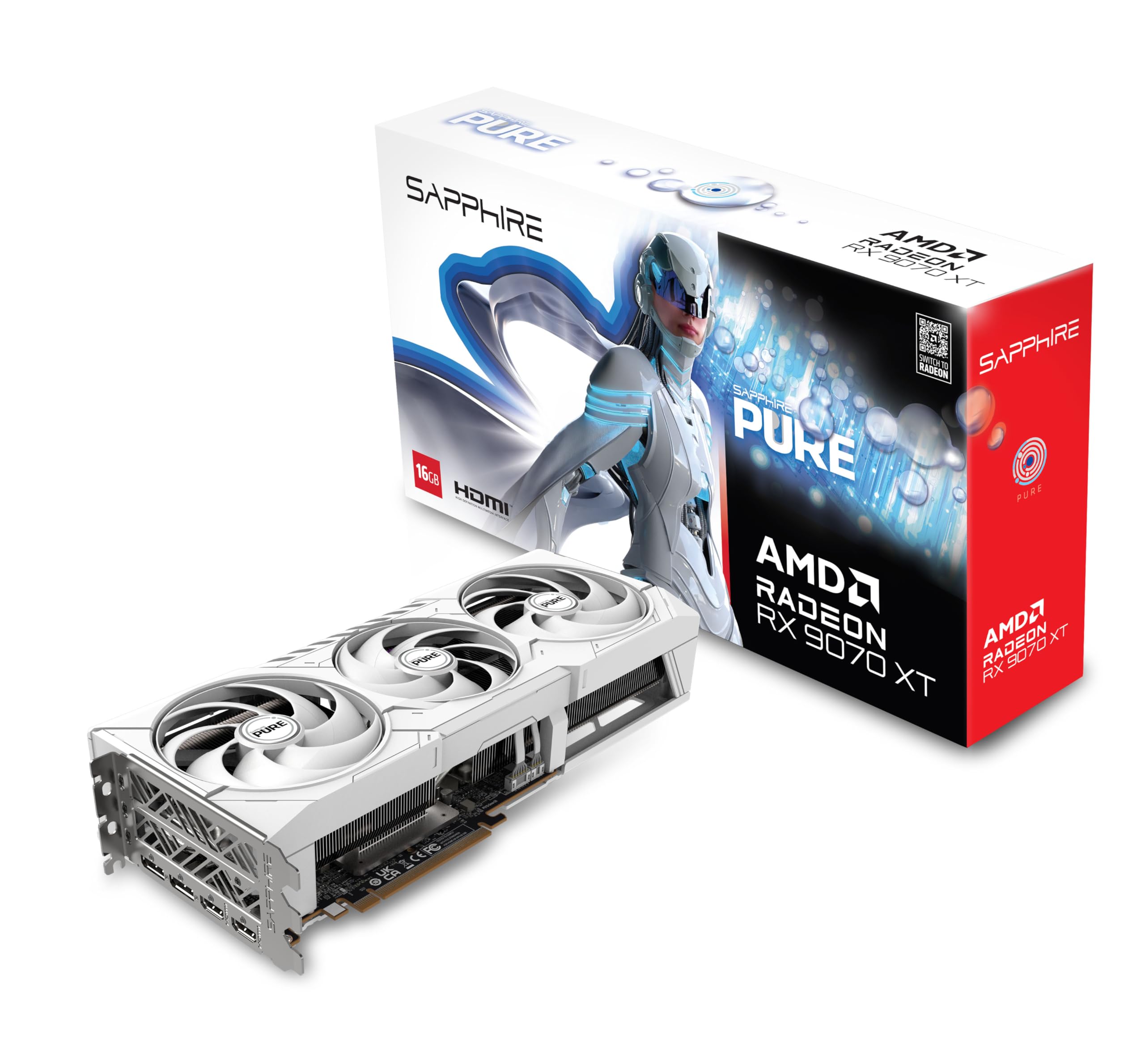 Sapphire Pure Radeon RX 9070 XT 16GB OC GDDR6 Graphics Card