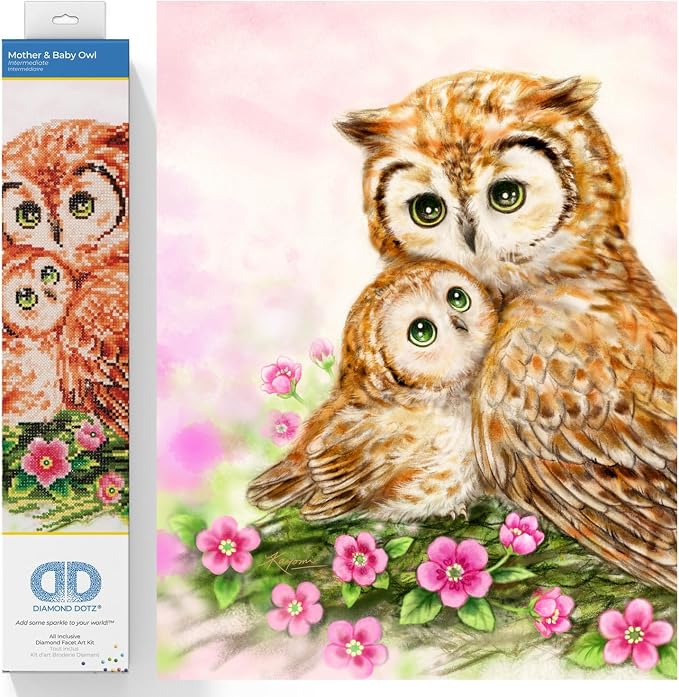 Diamond Dotz - Mother and Baby Owl - 42cm x 42cm
