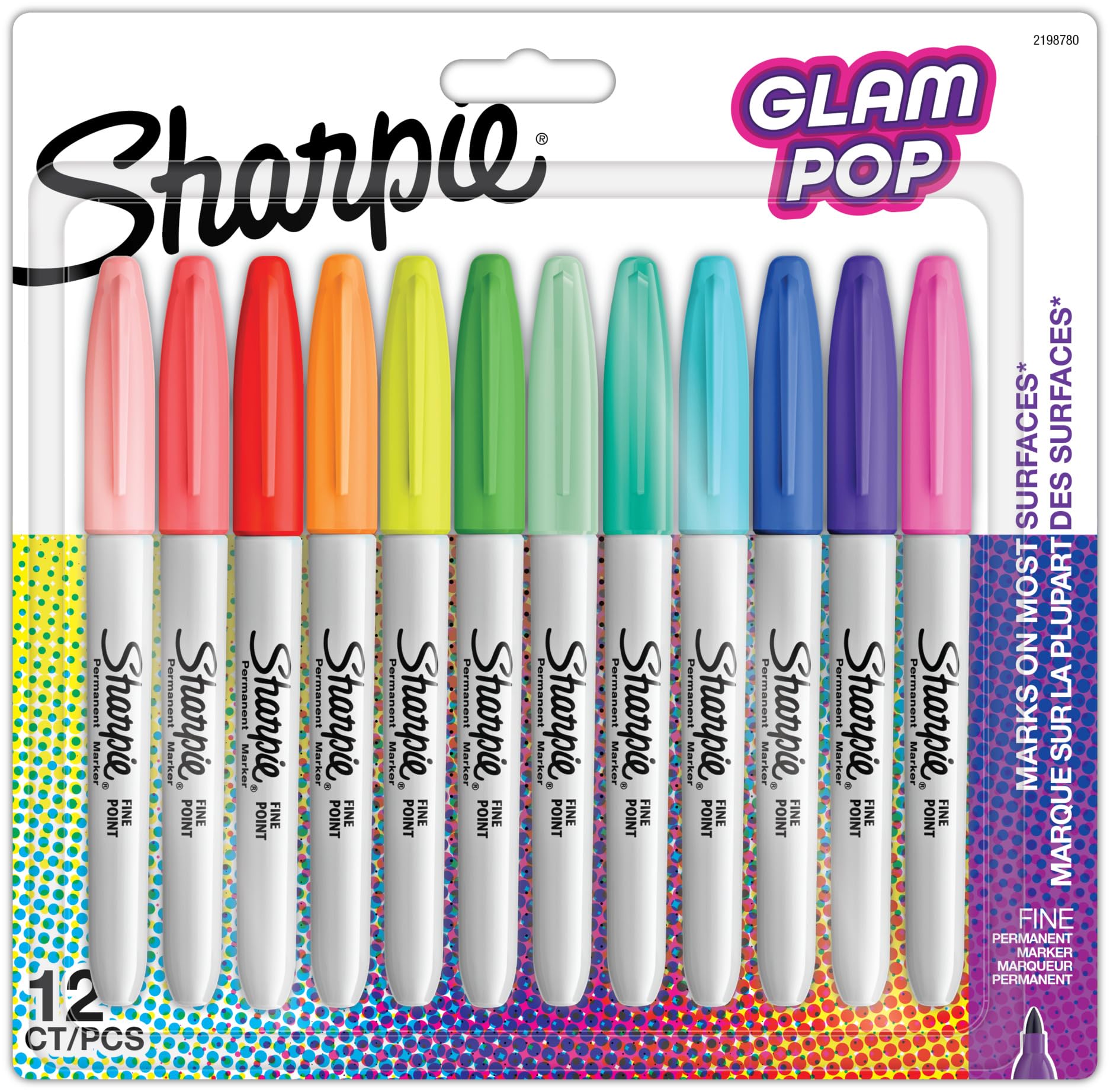 Sharpie Glam Pop Fine Point Permanent Markers 12 Pack Assorted