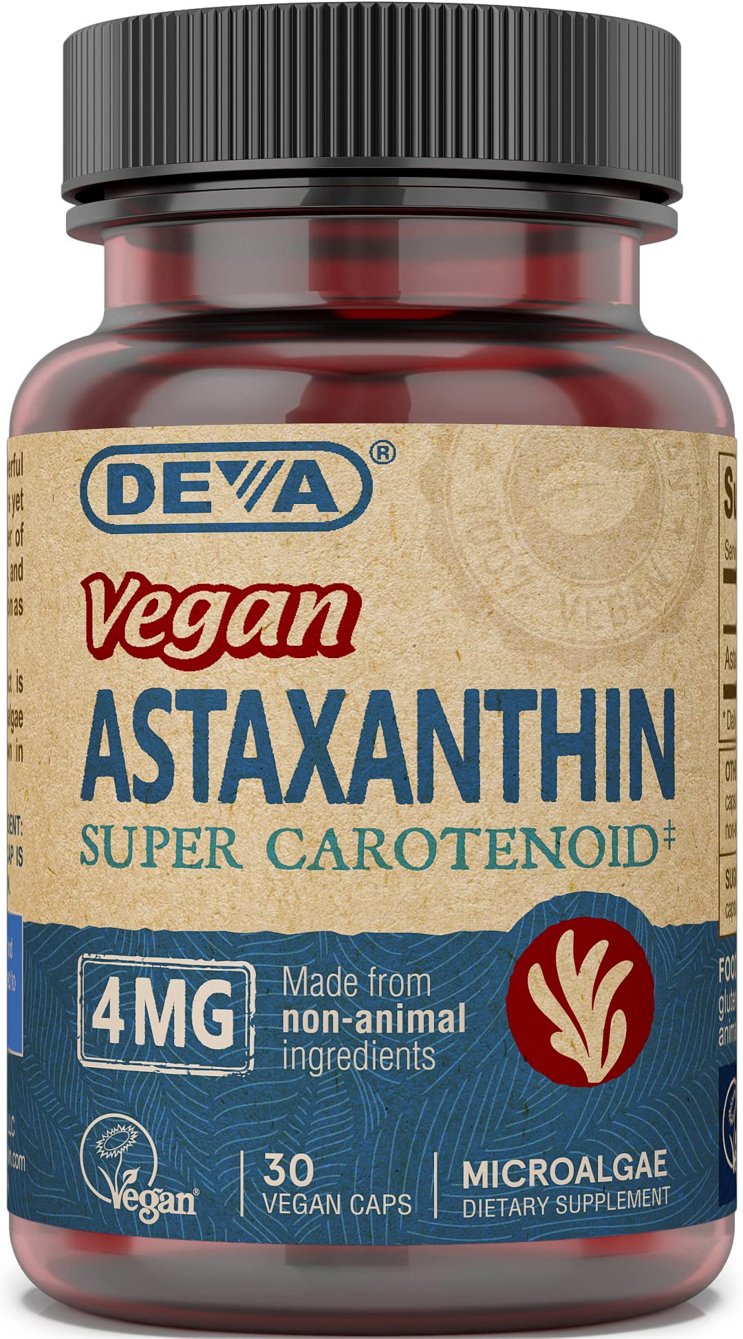Deva, Vegan, Astaxanthin, 4 mg, 30 Vegan Caps